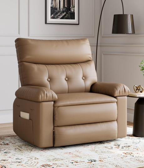 GarveeHome Oversized Extra Wide Recliner Chair - Faux PU Leather Large Manual Recliner for Adults, Exceptional Comfort Lazy Chair with 1.5X Sponge Filling and Easy Recline Mechanism for Relaxation GarveeHome