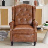 P.H.Furn Wingback Recliner Chair with Massage and Heat, Tufted Back PU Leather Living Room Armchair with Nailhead Trim,Push Back Recliner Chair with Remote Control,Padded Cushion (Tawny Brown) P.H.Furn
