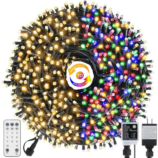 Tcamp Color Changing Christmas Tree Lights Outdoor Indoor, 800 LED 262ft Warm White Multicolor Christmas String Lights 11 Modes Remote Memory Timer Function for Christmas Party Home Decor