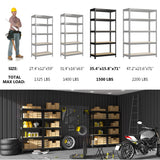 PrimeZone Heavy Duty Storage Shelves - 5 Tier 35.5" W x 15.75" D x 71" H Adjustable Garage Storage Shelving, Metal Storage Utility Rack Shelf Unit for Warehouse Pantry Closet Kitchen, Black PrimeZone