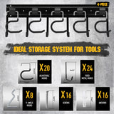 ELEAD 68'' All Metal Adjustable Garden Tool Organizer: Garage Tool Organizer Wall Mount with Black Garage Hooks, Garage Organizers and Storage, Tool Organizer for Broom Rake Holder Shovel ELEAD