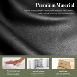 CHYMSUN 57” W Loveseat Sofa, Small Black Faux Leather Couch w/USB Charging Ports, Mid Century Modern Tufted Love Seat Couches, Mini Office Sofa Couch for Small Spaces, Bedroom, Living Room, Apartment CHYMSUN