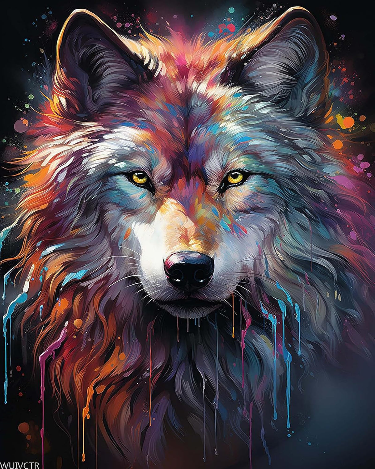 Paint by Numbers Wolf for Adults, Acrylic Oil Painting by Numbers Kits for Beginner with Paintbrushes Brushes Paintwork Art Canvas for Home Decor 16x20 inch / 40x50 cm WUIVCTR