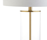 JONATHAN Y JYL2005A Collins 29" Glass LED Table Lamp Modern Contemporary Glam Bedside Desk Nightstand Lamp for Bedroom Living Room Office College Bookcase LED Bulb Included, Clear/Brass Gold JONATHAN Y