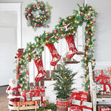 WANNA-CUL Pre-Lit 6 Feet/ 72 Inch Christmas Garland with Lights for Front Door Red White Christmas Mantel Garland Decoration with Ball Ornaments,Candy Canes,Eucalyptus Leaves, Battery Operated 30 LED WANNA-CUL