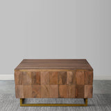 The Urban Port 33-Inch Lift Top Storage Trunk Coffee Table, Square, Mango Wood, Natural Brown TUP THE URBAN PORT