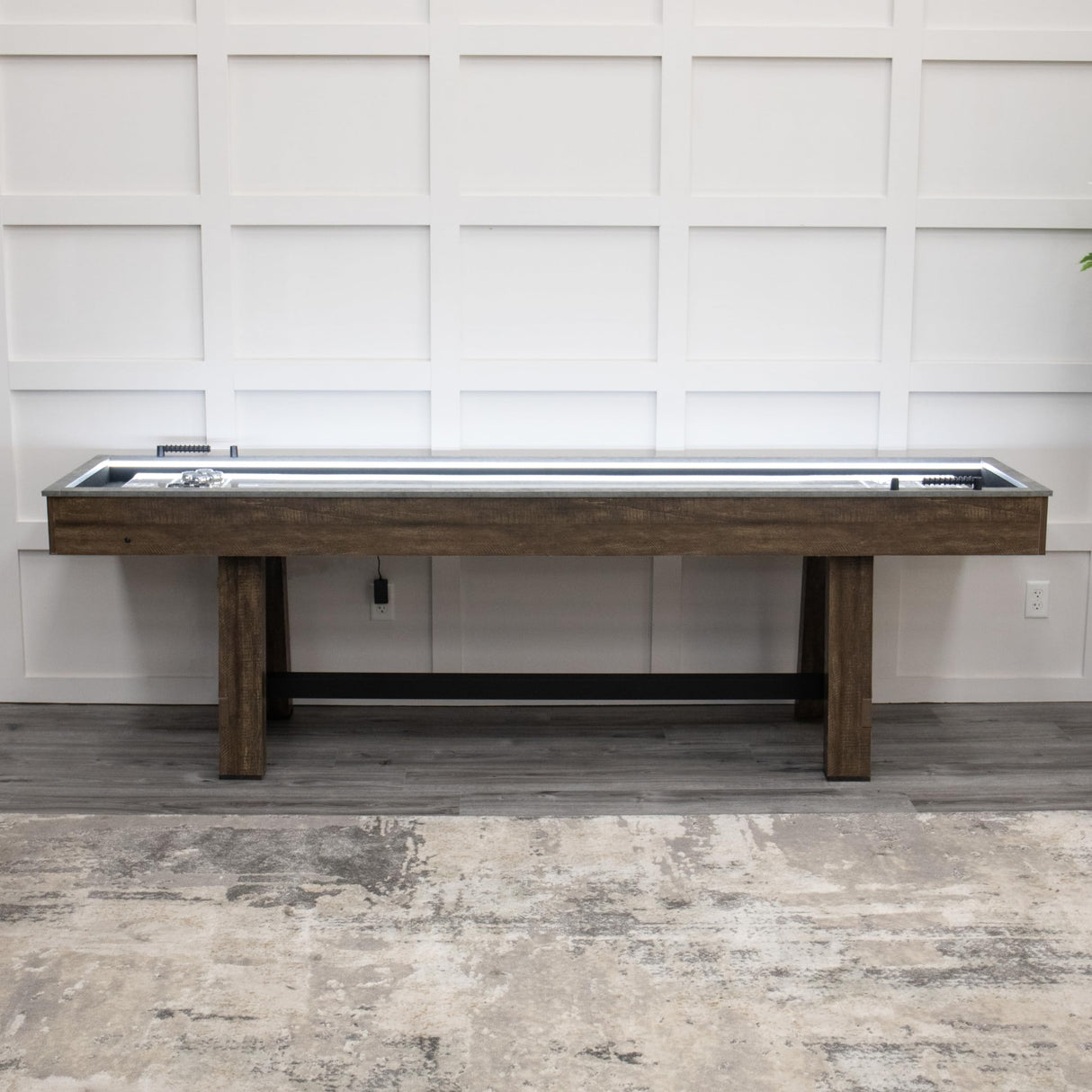 American Legend Stonebridge 9’ LED Light Up Shuffleboard Table with Bowling American Legend