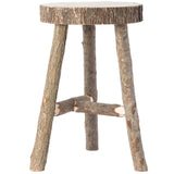 Decorative Antique Log Cabin Natural Wooden Accent Stool Side Table Vintiquewise