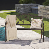 Sophia & William Outdoor Bench, Porch Bench, Garden Bench, Wrought Iron Bench with Backrest and Armrests, Bronze Sophia & William