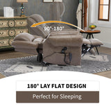 Dual Motor Power Lift Chair, Lay Flat Recliner Chair, Electric Recliner with Massage and Heat for Elderly, Remote Control, Infinite Position, Standing Assistance, USB Ports (Khaki, Genuine Leather) Trustyue