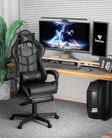 Soontrans Black Gaming Chairs with Footrest, Ergonomic Gamer Chair, Home Office Chair,PC Computer Chair with Headrest and Lumbar Support(Dark Black) Soontrans