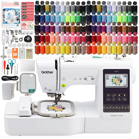 Brother SE700 Embroidery & Sewing Machine with 100 Sewing Spools, 100 Color Matching Bobbins & Accessories Brother