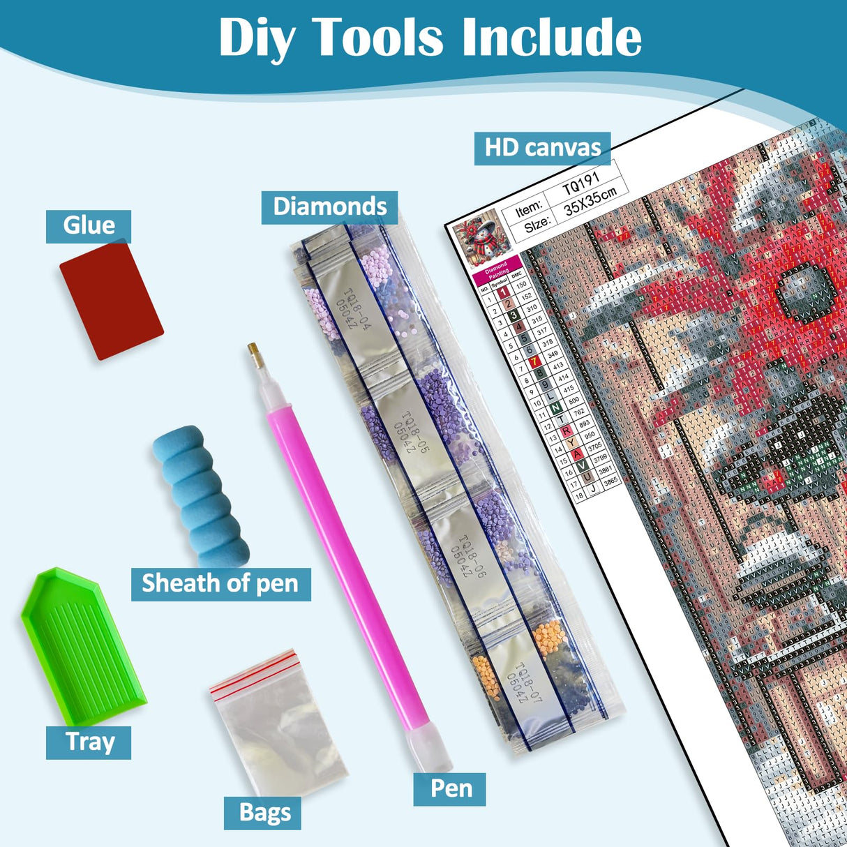 Winter Snowman Light Flower Diamond Art Kits for Adults, 5D Diamond Painting Kits for Adults Beginners, DIY Full Round Drill Diamond Dot Painting Gem Art Kits for Adult, Home Wall Decor 13.8x13.8 Inch VCLKDIY