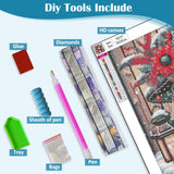 Winter Snowman Light Flower Diamond Art Kits for Adults, 5D Diamond Painting Kits for Adults Beginners, DIY Full Round Drill Diamond Dot Painting Gem Art Kits for Adult, Home Wall Decor 13.8x13.8 Inch VCLKDIY