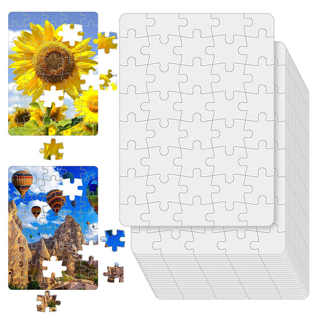 Sumind 24 Sheets Sublimation Puzzle Blank Jigsaw Puzzles for DIY Arts and Crafts Projects Heat Press Thermal Transfer Make Your Own Puzzles(A5-48 Style) Sumind