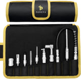 PONEYA 9 PCS Grease Gun Couplers, Quick Connect Greasing Accessory Kit with Grease Gun Tips 12" Flex Hose & Roll Up Case, Perfect for Quick Release Grease Couplers to Reach Any Grease Fitting PONEYA
