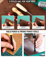 Nicpro 85PCS Leather Tooling Kit Leather Working Tools Kit with Custom Storage Bag, Adults Leather Making Craft Tools Beginner Kit for Stamping Sewing Carving Cutting Punching Leather Working Nicpro