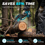 6 Inch Mini Chainsaw Cordless, Portable Electric Chain Saw, for Wood Cutting, Tree Trimming, Courtyard, Household, and Garden, Father's Day Gift for Men Dad Husband HOPTO