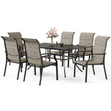 SUNSHINE VALLEY 7 Piece Patio Dining Sets for 6, Metal Outdoor Table and Chairs Set with 1 Patio Dining Table(1.57-1.9" Hole) and 6 Textilene Patio Dining Chairs, Outdoor Dining Set for Deck Backyard SUNSHINE VALLEY