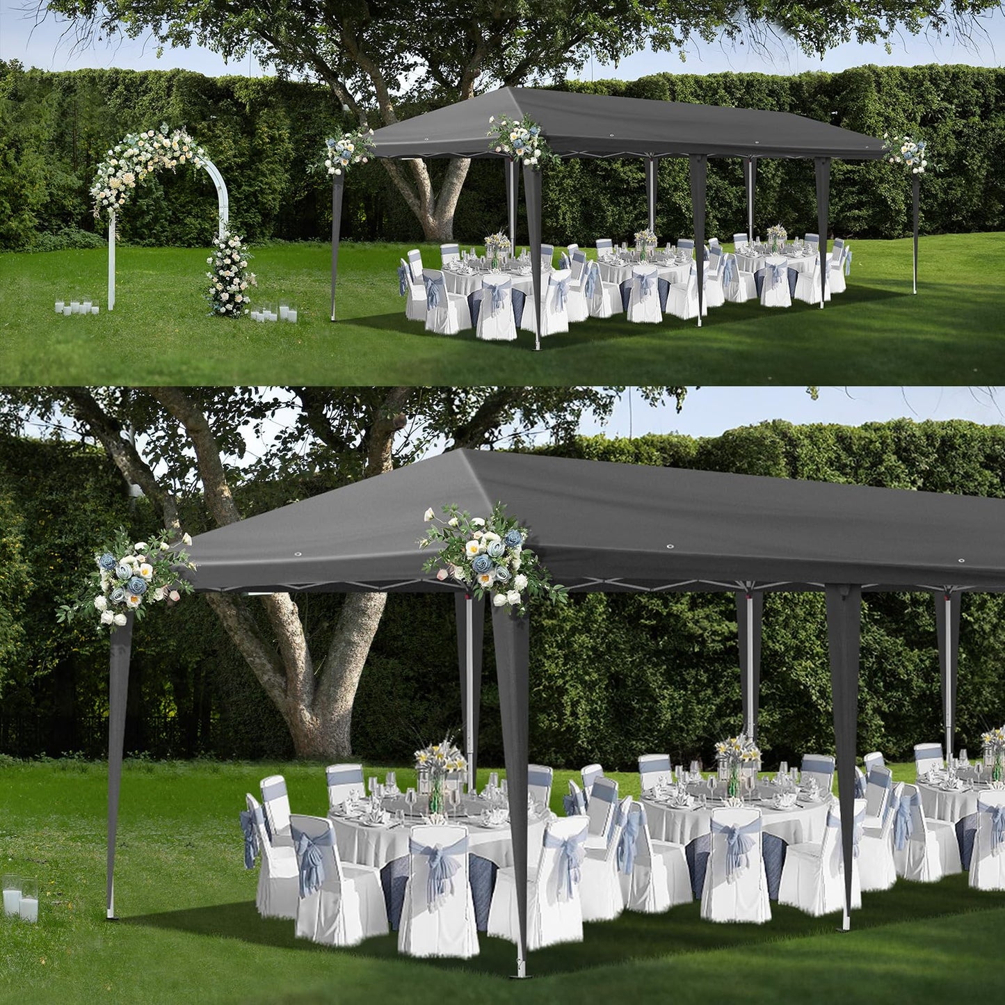 Outvita 10x30ft Ez Pop Up Outdoor Canopy Tent, Portable Commercial Instant Tent with Carry Bag for Party Wedding Birthday BBQ Events