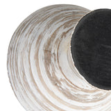 Creative Co-Op Boho Wood Pedestal Serving, White Wash Finish Bowl Creative Co-Op