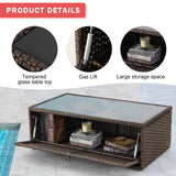 HOMREST 6 Pieces Patio Furniture Sets, All Weather Wicker Patio Conversation Sets with Storage Glass Coffee Table, Outdoor Sectional Sofa w/Ottomans, Cushions & Pillows for Garden, Lawn, Balcony HOMREST