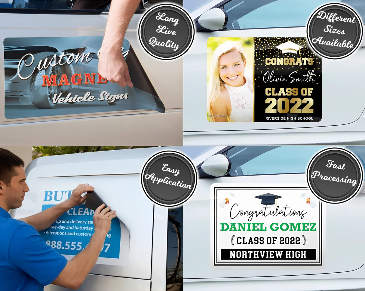 Die Cut Custom Car Magnet Sign | Personalized Logo for Your Car Van Truck | Advertise Your Business Vehicle Magnetic | Professionally Printed | Crafted in USA | Choose Your Text Logo WoodArtSupply