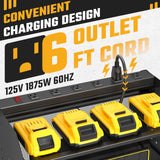 ZESEN Power Tool Organizer with Charging Station, Heavy Duty 3 Layer Drill Holder Wall Mount Garage Shelf Rack with 6 Outlet Power Strip, Tool Shelf with Hooks, Drill Bit Rack for Garage, Black ZESEN