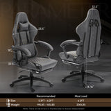 Dowinx Gaming Office, PC with Massage Lumbar Support, Vintage Style PU Leather High Back Adjustable Swivel Task Chair with Footrest (Light Grey) Dowinx