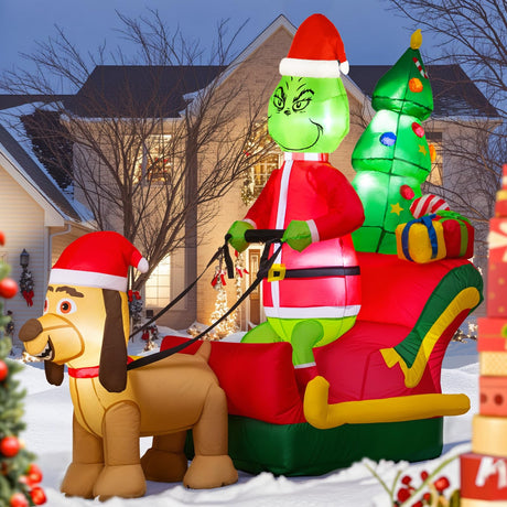 6ft Christmas Inflatables Outdoor Decorations,Inflatable Green Monster Yard Decorations with LED Lights for Indoor Outdoor Christmas Garden Decor DWITG