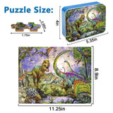LELEMON Puzzles for Kids Ages 4-8,Dinosaur 100 Piece Puzzles for Kids,Educational Kids Puzzles Jigsaw Puzzles in a Metal Box,Children 100 Piece Puzzle Games Puzzle Toys for Girls and Boys LELEMON