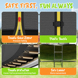 Gigu 14 FT Trampoline with Basketball Hoop Water Sprinkler Spiral Ground Stakes Trampolines Outdoor Yard for Adults Kids Gigu