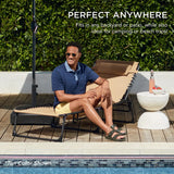 Best Choice Products Patio Chaise Lounge Chair, Portable Outdoor Folding Recliner for Lawn, w/ 8 Positions, Handles, 300lb Capacity - Brown Best Choice Products
