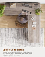 Itaar Farmhouse L Shaped Desk, Executive Computer Desk with Drawers and Storage Cabinet, Home Office Desk with File Drawer and Power Outlet, Corner Desk, Workstation for Office Home, Grey Itaar