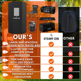 Steamy Zen Sauna - Portable Large Home Steam Sauna with 3L High Capacity Steamer, 1100W, Remote & Aromatherapy - Includes Absorbent Mat & Chair for Yoga & Weight Loss - Sauna Spa Experience Frozen Zen