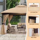 ABCCANOPY Outdoor Gazebo 11x13 with Netting - Double Roof Patio Gazebos for Backyard Garden Deck Lawn, Beige ABCCANOPY