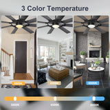 Ohniyou 76 inch Large Ceiling Fans with Lights and Remote, 8 Wood Blades White Outdoor Modern Industrial LED Lights Ceiling Fans with Reversible Quiet DC Motor for Living Room Patio Farmhouse Ohniyou