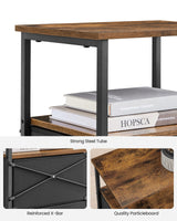 VASAGLE Nightstand, 24-Inch Tall Side Table with 2 Fabric Drawers and Storage Shelf, for Bedroom, Rustic Brown and Black ULGS025B01 VASAGLE