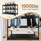 SUPPNEED Adjustable Shelving Units and Storage, 48”W Garage Shelving Heavy Duty,1500LBS Loads 3-Tier Garage Storage Shelves, Metal Shelves for Living Room,Pantry,48”W×16”D×36”W,Black SUPPNEED