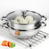 Steamer Pot Stainless Steel 2 Tier - 28cm Steamer Pot w/Glass Lid Food Veg Cooker Pot Cooking Pan Steaming Pot Dim Sum Cookware Steamer For Kitcken Cooking Tool LTWQLing