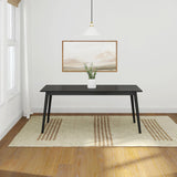 Plank+Beam 72 Inch Mid Century Modern Dining Table, Solid Wood Kitchen & Dining Room Table for 6, Minimalist Table for Dining Room, Rectangular Dinette Table, Black Plank+Beam
