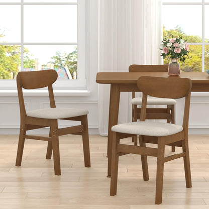 Niccae Modern 2-Piece Set of Wooden Dining Chairs, Modern and Simple Restaurant Soft Cushioned Wooden Dining Chairs, are a Fashionable and Comfortable Supplement to Any Restaurant (Walnut-Bei - WoodArtSupply