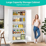 75" Tall Pantry Cabinet,Farmhouse Kitchen Pantry Storage Cabinets with 2 Doors and 4 Shelves,White Metal Storage Cabinet,Large Cupboard for Home,Kitchen,Dining/Living Room SISESOL