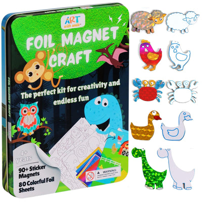 Foil Fun Art Kit for Kids - Reusable Animal Foil Art for Girls & Boys, DIY Mess-Free Girls Craft Kit w/Magnets, Ideal Travel Toy & in Car Activities for Kids Ages 4 5 6 7 8 9 10 11 12