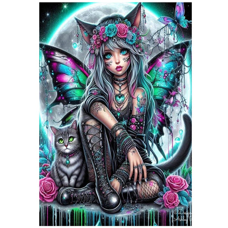 KUFWKEY Gothic Butterfly Fairy Diamond Art Kits for Adults,Skull Art and Crafts,5D DIY Handicrafts,Diamond Painting kit, Halloween Diamond Mosaic Kits,Diamond Dots for Beginner,12X16 inch KUFWKEY