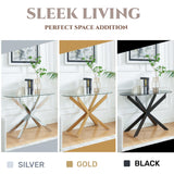 Modern Glass Oval Console Table, Entryway Hallway Narrow Sofa Table, Entrance for Entryway, Living Room, Foyer, Hallway, Office， 45" Lx18 Wx30 H Black Edwin's Choice