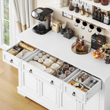 finetones Buffet Cabinet with Storage, 55.1" Large Sideboard Buffet Cabinet, White Kitchen Cabinet with 3 Drawers and 4 Doors, Wood Coffee Bar Cabinet for Kitchen Dining Room, White finetones