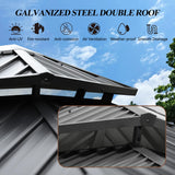 GARTOO 8.5x8.5FT Outdoor Hardtop Gazebo - Aluminum Heavy-Duty Galvanized Steel Top Gazebo with Breathable Netting & Privacy Curtain, Double Roof Gazebos for Patio, Porch, Garden, Lawn, Deck, Backyard GARTOO