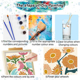 4 Pack Easy Paint by Numbers Kit for Adults Beginner,Small Paint by Number Kits for Flowers ,Number Artist Paint by Number Kit for Adult Painting by Numbers for Adults Canvas 8x12 IN（Without Frame） TONGZONGFU