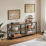 Yaheetech TV Stand for 65 Inch TV, Farmhouse Entertainment Center for Living Room, 55 Inch TV Media Console Table, Bedroom Shelves, Rustic Brown Yaheetech